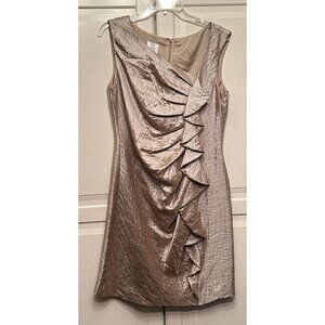 Suzi Chin By‎ Maggie Boutique Womens Taupe Sleevess Ruffle Cocktail Dress 10